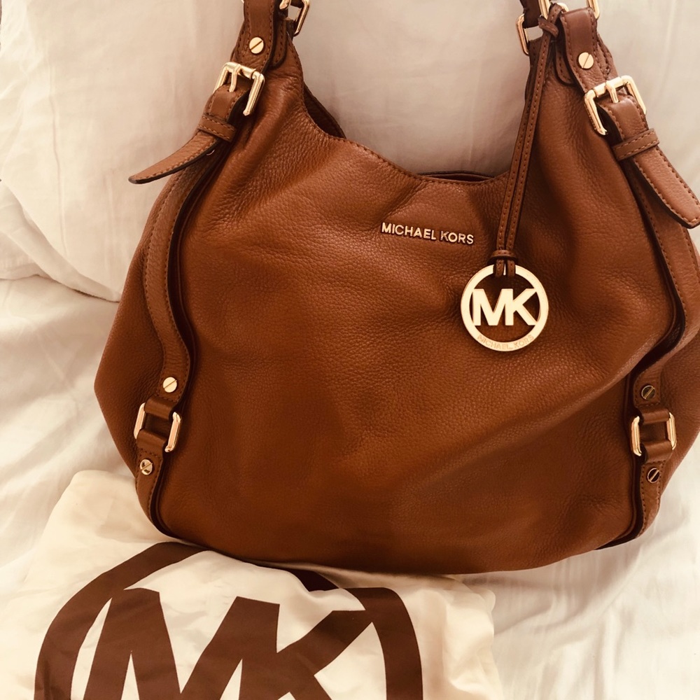 Michael Kors Large Bedford Satchel in Cognac